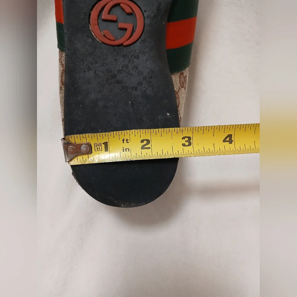 Gucci Web Detail Trainers Men 9.5 GG Canvas Suede Brown Tan Logo w‎ BOX AND Card